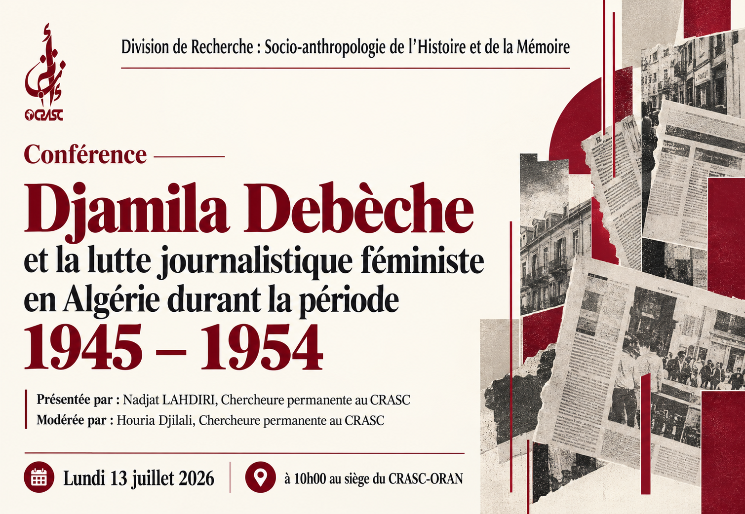 Djamila Debèche et la lutte journalistique féministe en Algérie durant la période 1945 – 1954